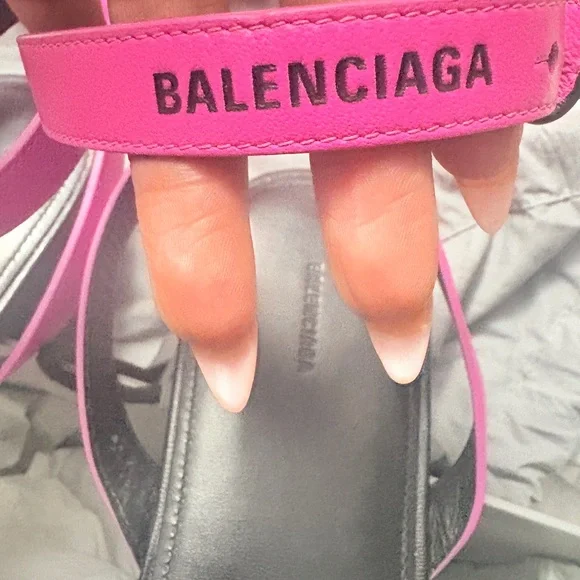 Balenciaga Pink and Black Sandals with Sleek Design